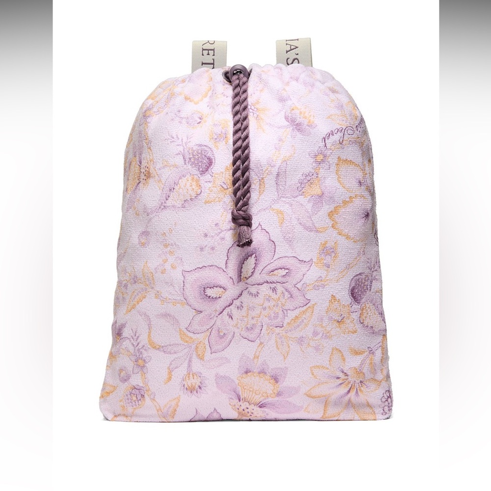 Victoria’s Secret  Floral towel packable beach blanket towel Purple and Cream